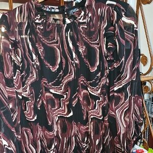 Versona Black and Brown Abstract Top